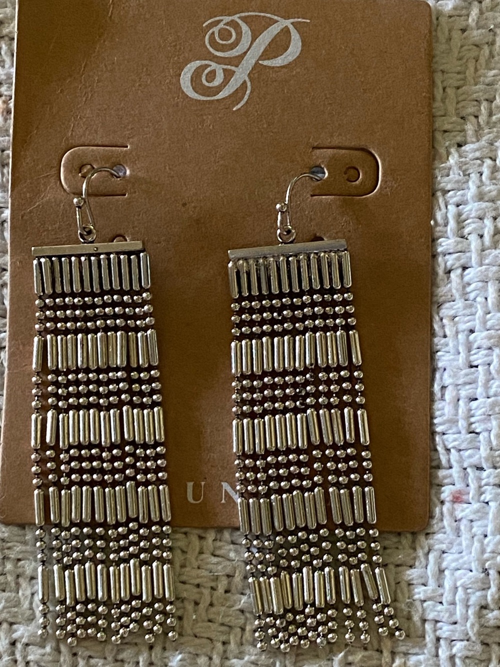 Silver Beaded Fringe Earrings by - Picture 3 of 3